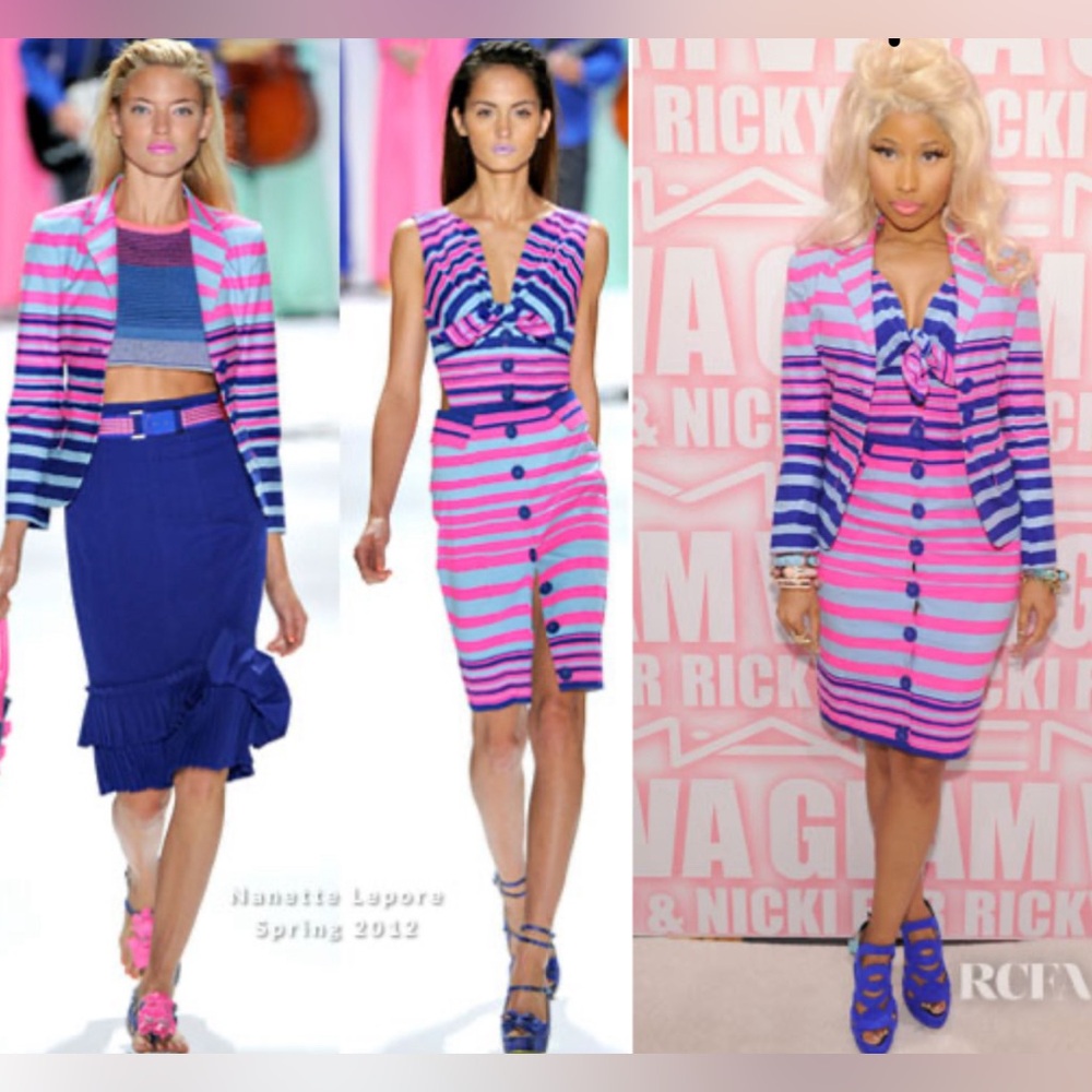 2Pc As 👀 on NICKI MINAJ,  NANETTE LEPORE Silk Dress Sz2 & Blazer Sz0